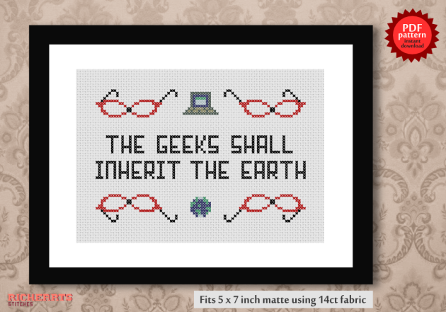 Geek power cross stitch pattern